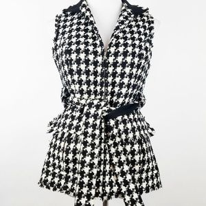 Woman's Size Small Vest Hounds Tooth Tweed By B
